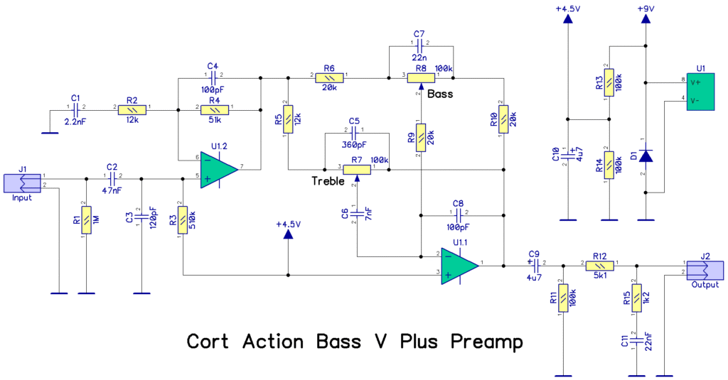 Cort Action Bass V Plus Preamp Schematic